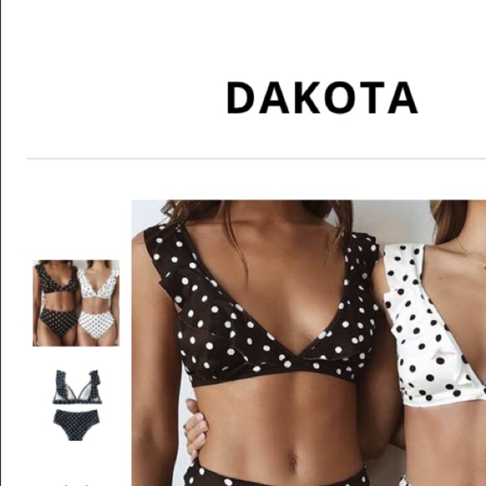 Black and white polka dot bikini top size Medium